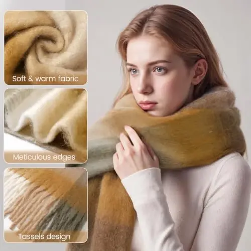 Chunky Winter Scarf for Women Warm Scarf Large Scarves | Soft CasModazoneere Feel Anti-pill Fabric, Oversized 90