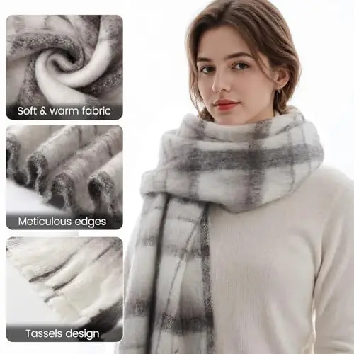 Chunky Winter Scarf for Women Warm Scarf Large Scarves | Soft CasModazoneere Feel Anti-pill Fabric, Oversized 90