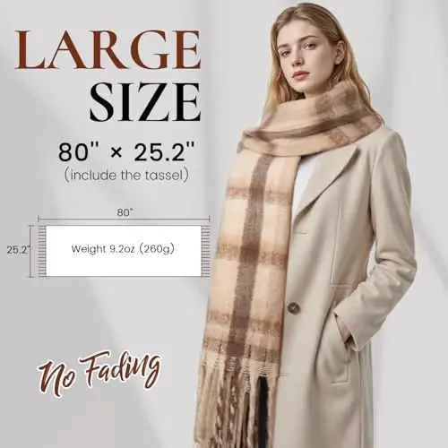 Chunky Winter Scarf for Women Warm Scarf Large Scarves | Soft CasModazoneere Feel Anti-pill Fabric, Oversized 90