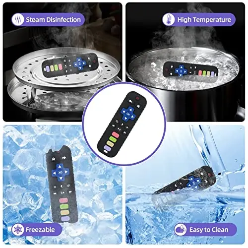 Chuya Baby Teether for Babies 3 6 12 18 24 Months TV Remote Control Shape Soft Gums Chew Toys Black+Blue - 5