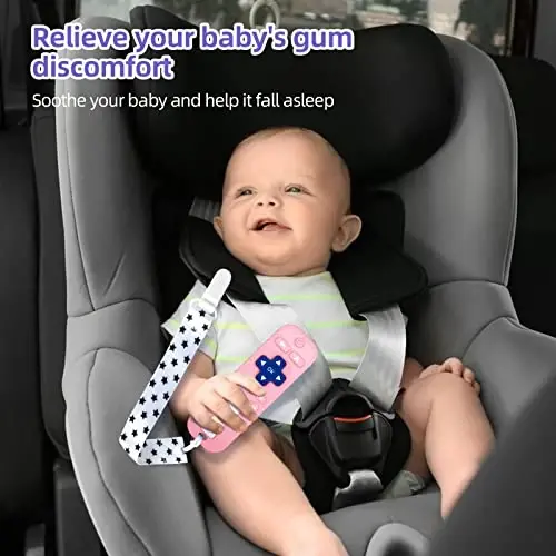 Chuya Baby Teether TV Remote Control Shape Teething Toys | for Babies 3 6 9 12 18 24 Months for Infants Teething Relief Black+Pink - 6