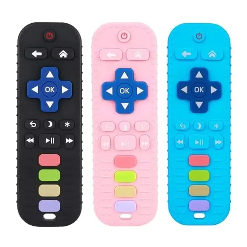 Chuya Baby Teething Toys for Babies 3-6-12-24 Months TV Remote Control Shape Teething Relief Food-Grade Silicone 