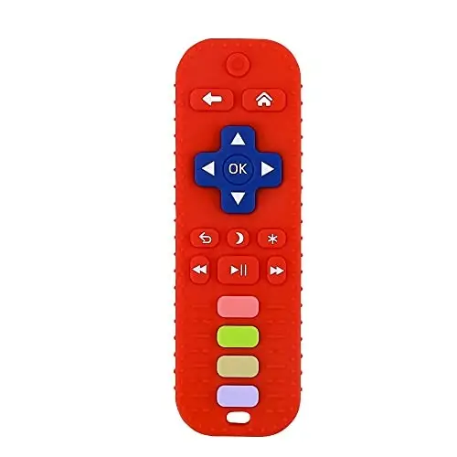 Chuya Remote Teethers Silicone Baby Teething Toys, TV Remote Teether Toy Red 