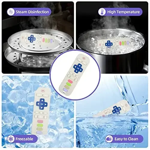 Chuya Silicone Baby Teether Toy TV Remote Control Shape Chew Toy for Babies 3+ Months, Teething Relief Baby Toys for Infants (White) - 5