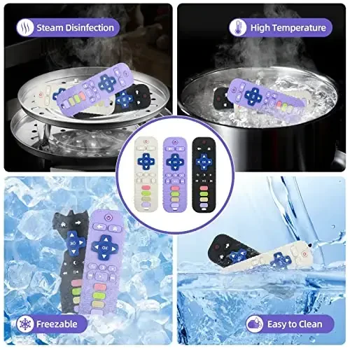 Chuya Silicone Baby Teething Toy Remote Control Shape Chew Toy for Babies 3-6 Months 3-24 Months, Teether Relief Baby Toys for Infants TV BPA Free(Purple) - 5