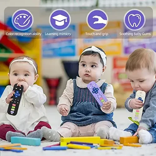 Chuya Silicone Baby Teething Toy Remote Control Shape Chew Toy for Babies 3-6 Months 3-24 Months, Teether Relief Baby Toys for Infants TV BPA Free(Purple) - 7