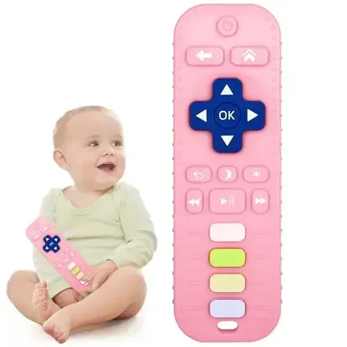 Chuya Silicone Remote Teethers Baby Teething Toys, TV Remote Teether for 3-6-12-18 Months Babies Infant Toddlers Baby Teething Relief Chew Toys BPA Free 