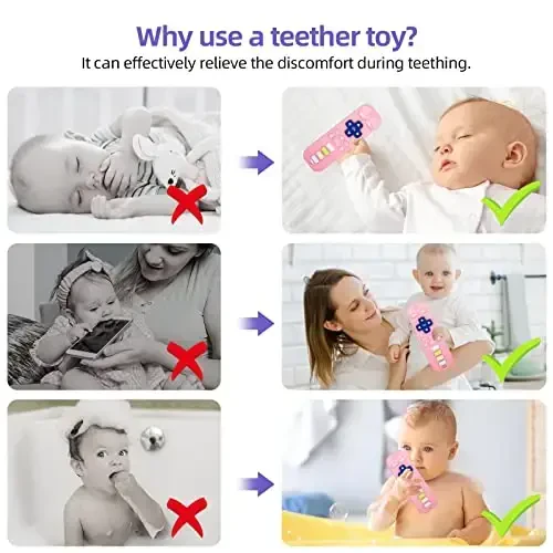 Chuya Silicone Remote Teethers Baby Teething Toys, TV Remote Teether for 3-6-12-18 Months Babies Infant Toddlers Baby Teething Relief Chew Toys BPA Free - 3