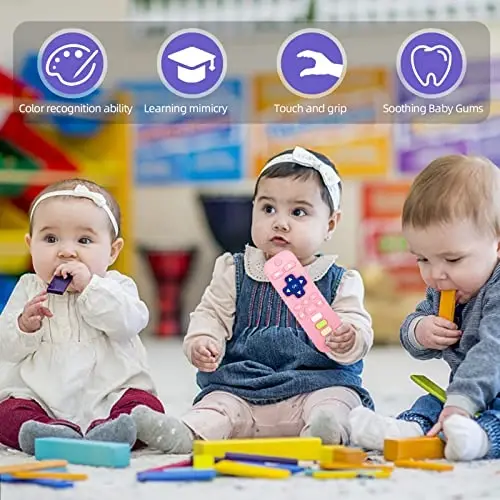 Chuya Silicone Remote Teethers Baby Teething Toys, TV Remote Teether for 3-6-12-18 Months Babies Infant Toddlers Baby Teething Relief Chew Toys BPA Free - 6