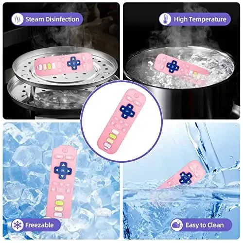 Chuya Silicone Remote Teethers Baby Teething Toys, TV Remote Teether for 3-6-12-18 Months Babies Infant Toddlers Baby Teething Relief Chew Toys BPA Free - 4
