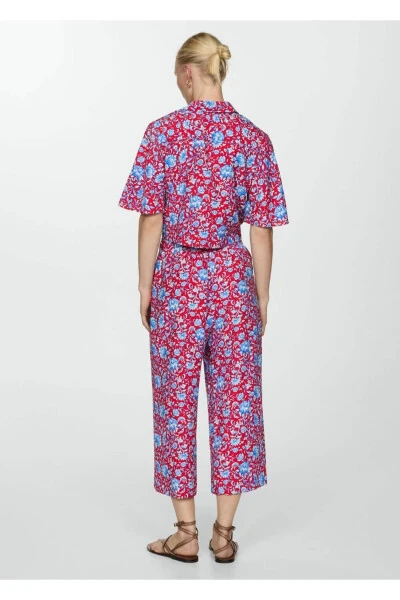 Çiçek desenli culotte pantolon - 4