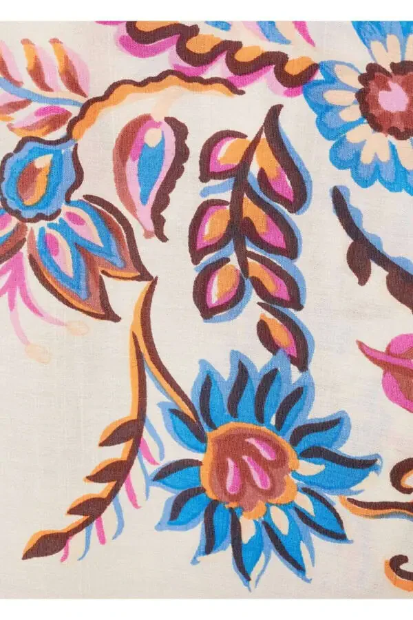 Çiçek desenli düz kesim pantolon - 5