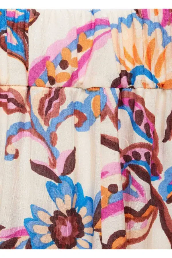 Çiçek desenli düz kesim pantolon - 7