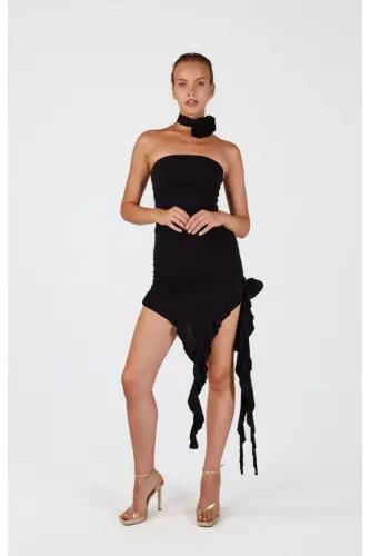 Çiçek Detaylı Fırfırlı Rosanna Elbise Siyah-Siyah - HOLLY LOLLY (1)