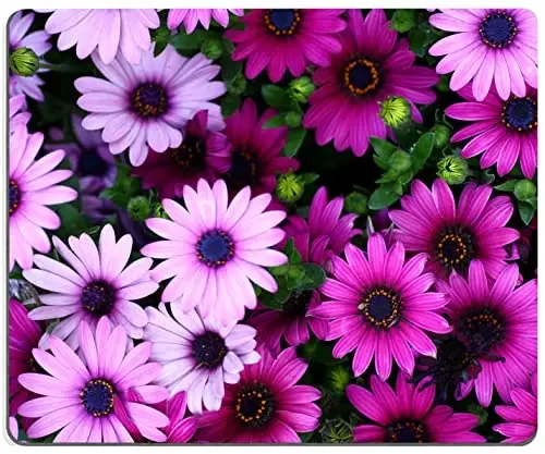 Hoka Fenle Mouse Pad with Flower Design - Purple Floral Square Waterproof Non-Slip Mouse Mat for Women's Laptop & Office - 1