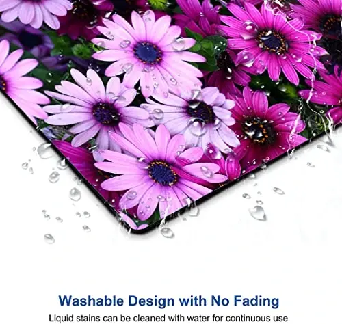 Hoka Fenle Mouse Pad with Flower Design - Purple Floral Square Waterproof Non-Slip Mouse Mat for Women's Laptop & Office - 5