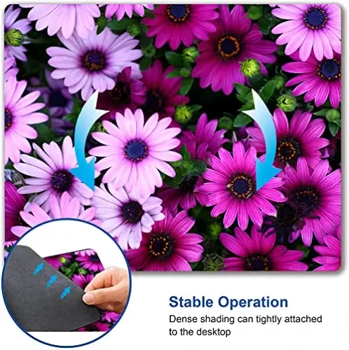 Hoka Fenle Mouse Pad with Flower Design - Purple Floral Square Waterproof Non-Slip Mouse Mat for Women's Laptop & Office - 6