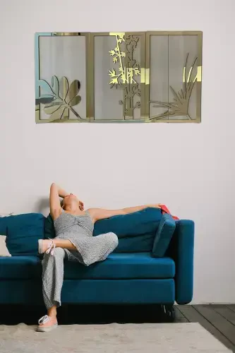 Çiçekler 3'lü Tablo Duvar Dekorasyon Lazer Kesim Her Biri 40x25 Cm - NUMA CONCEPT (1)