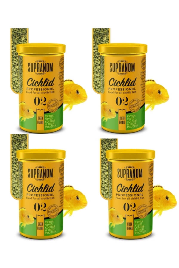 Cichlid Balık Yemi Yeşil Granül 4 Adet 250 ml (02) - 1