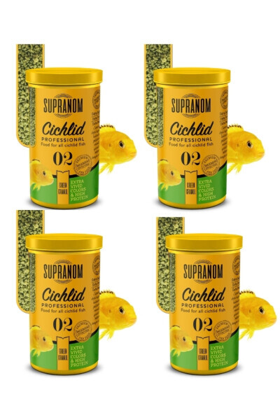 Cichlid Baliq Oziq-ovqat Yashi Granullar 4 ta 250 ml (02) - SUPRANOM