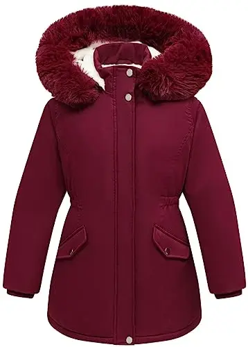 CICVSOC Girl's Long Coat Waterproof Winter Kids Outerwear Warm Parka Puffer Jacket with Hood - 7