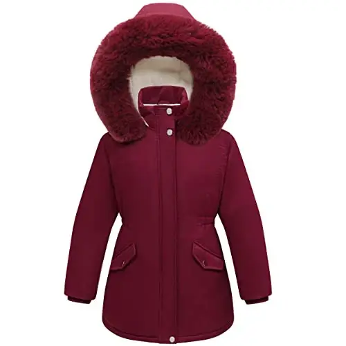 CICVSOC Girl's Long Coat Waterproof Winter Kids Outerwear Warm Parka Puffer Jacket with Hood - 9
