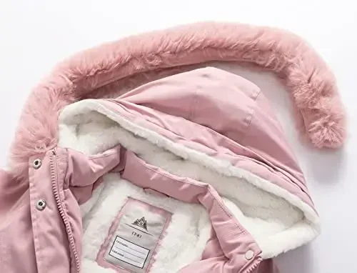 CICVSOC Girl's Long Coat Waterproof Winter Kids Outerwear Warm Parka Puffer Jacket with Hood - 5