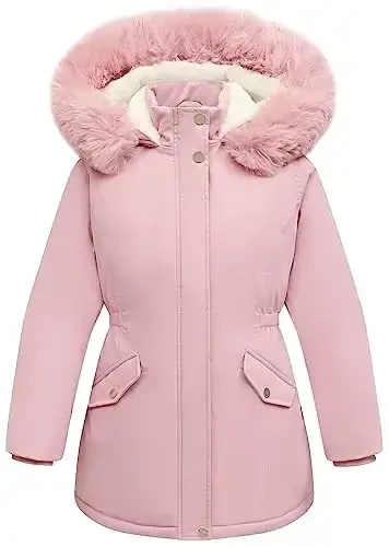 CICVSOC Girl's Long Coat Waterproof Winter Kids Outerwear Warm Parka Puffer Jacket with Hood - 1