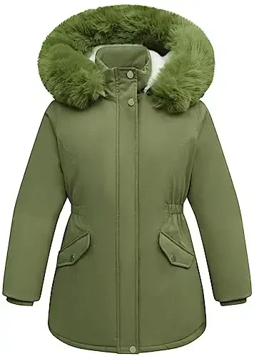 CICVSOC Girl's Long Coat Waterproof Winter Kids Outerwear Warm Parka Puffer Jacket with Hood - CICVSOC