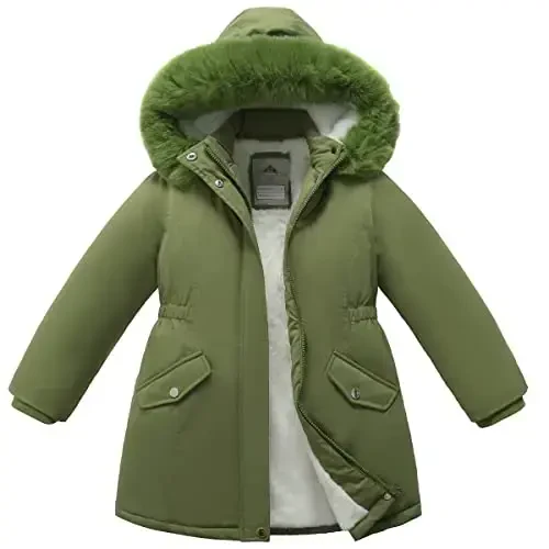 CICVSOC Girl's Long Coat Waterproof Winter Kids Outerwear Warm Parka Puffer Jacket with Hood - 3