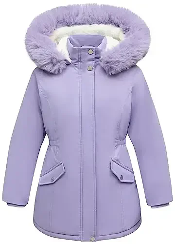 CICVSOC Girl's Long Coat Waterproof Winter Kids Outerwear Warm Parka Puffer Jacket with Hood 