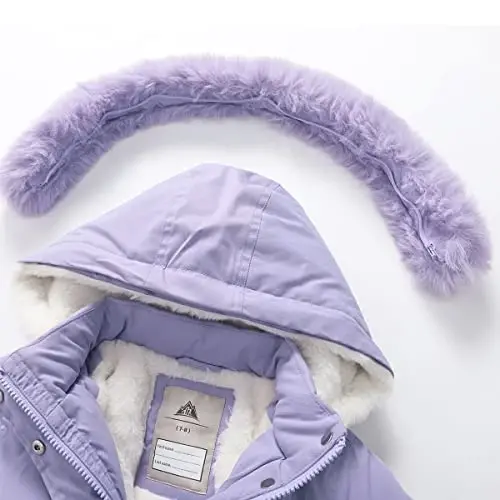 CICVSOC Girl's Long Coat Waterproof Winter Kids Outerwear Warm Parka Puffer Jacket with Hood - 6