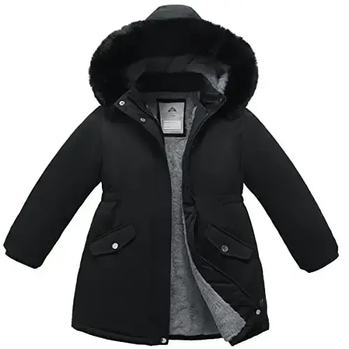 CICVSOC Girl's Long Coat Waterproof Winter Kids Outerwear Warm Parka Puffer Jacket with Hood - 3
