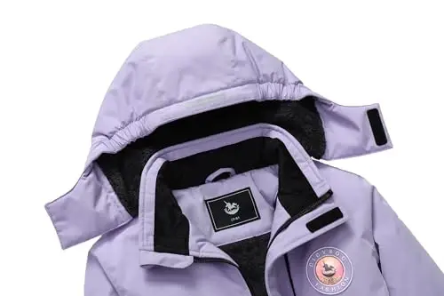 CICVSOC Girl's Ski Jacket Winter Outdoor Warm Snow Coat Kid's Snowboarding Windproof Jacket with Hood - 5