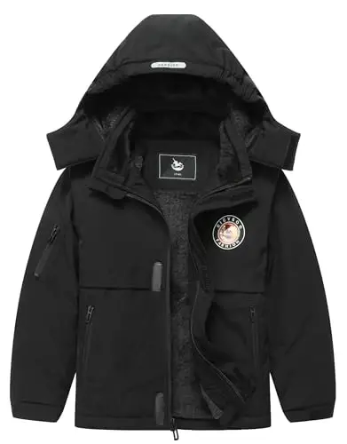 CICVSOC Girl's Ski Jacket Winter Outdoor Warm Snow Coat Kid's Snowboarding Windproof Jacket with Hood - 1