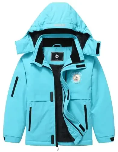 CICVSOC Girl's Ski Jacket Winter Outdoor Warm Snow Coat Kid's Snowboarding Windproof Jacket with Hood - CICVSOC