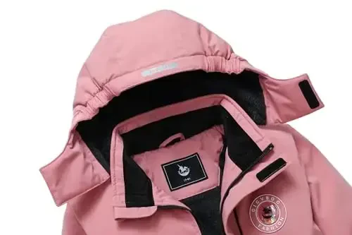 CICVSOC Girl's Ski Jacket Winter Outdoor Warm Snow Coat Kid's Snowboarding Windproof Jacket with Hood - 4