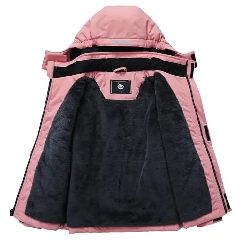 CICVSOC Girl's Ski Jacket Winter Outdoor Warm Snow Coat Kid's Snowboarding Windproof Jacket with Hood - 3