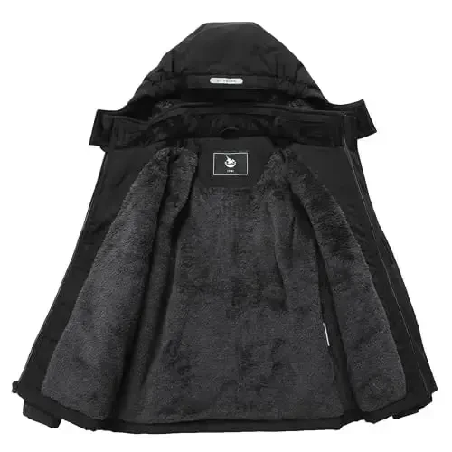 CICVSOC Girl's Ski Jacket Winter Outdoor Warm Snow Coat Kid's Snowboarding Windproof Jacket with Hood - 3