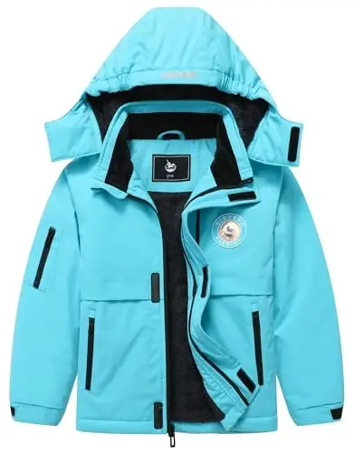 CICVSOC Girl's Ski Jacket Winter Outdoor Warm Snow Coat Kid's Snowboarding Windproof Jacket with Hood - 1
