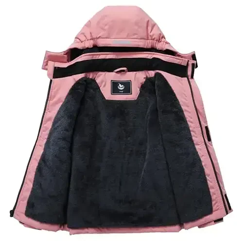 CICVSOC Girl's Ski Jacket Winter Outdoor Warm Snow Coat Kid's Snowboarding Windproof Jacket with Hood - 3