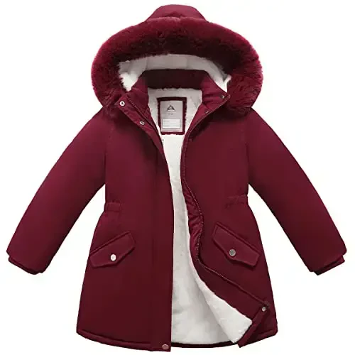 CICVSOC Girl's Long Coat Waterproof Winter Kids Outerwear Warm Parka Puffer Jacket with Hood - 6