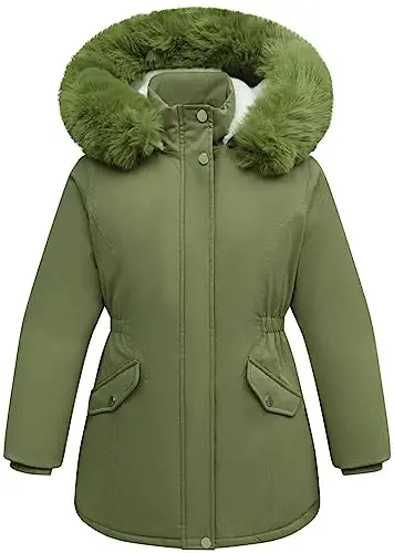CICVSOC Girl's Long Coat Waterproof Winter Kids Outerwear Warm Parka Puffer Jacket with Hood 