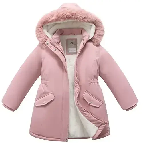 CICVSOC Girl's Long Coat Waterproof Winter Kids Outerwear Warm Parka Puffer Jacket with Hood - 2