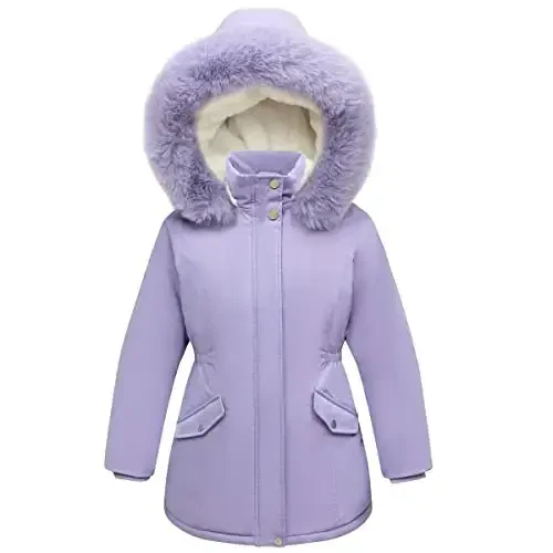 CICVSOC Girl's Long Coat Waterproof Winter Kids Outerwear Warm Parka Puffer Jacket with Hood - 4