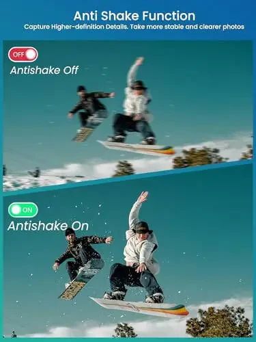 Цифровая камера Ocakuiter, детская камера 4K, 16-кратный зум, цифровая камера «навести и снимай» с картой 32 ГБ, портативная маленькая камера с автофокусом для детей, подростков, начинающих. - 3