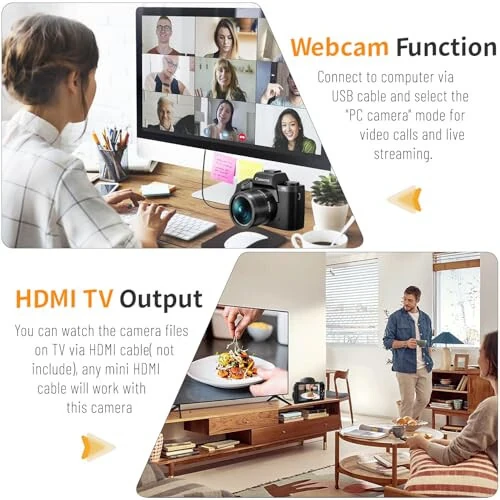 Цифровая камера Saneen, 8k камеры для фотографии, 64MP WiFi камера для ведения блога с сенсорным экраном и вспышкой, карта памяти SD на 32 ГБ, бленда объектива, аккумулятор 3000 мАч, передняя и задняя камеры, интерфейс горячего башмака для начинающих - Saneen (1)