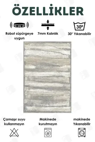 Цифровая печать Четыре сезона Моющийся Нескользящий Детский ковер, дорожка, кухонный и гостиный ковер (6)-бежевый - BIR AKSESUAR (1)