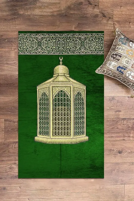 Цифровая печать Моющаяся Подарочная стильная Молитвенный коврик Саджада 70x130, Саджада-41-зеленый - 6