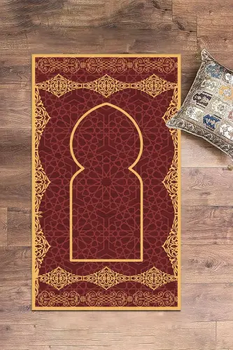 Цифровая печать, моющаяся, стильная молитвенная циновка с мотивом, 70x130 см, Seccade-16-красный,-КРАСНЫЙ 